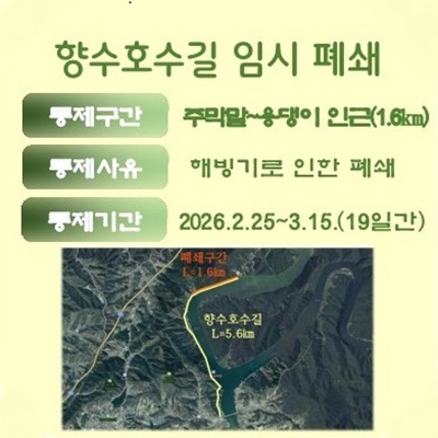 향수호수길 임시폐쇄 안내