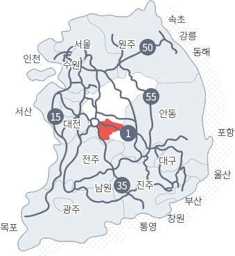 서울,인천,수원,서산,대전에서 고속국도로 오는방법, 속초,강릉,동해,원주,안동에서 고속국도로 오는법, 목포,광주,남원,전주에서 고속국도로 오는법, 통영,창원,부산,울산,포항,대구,안동에서 고속국도를 이용하여 옥천까지 오는 안내지도입니다.
